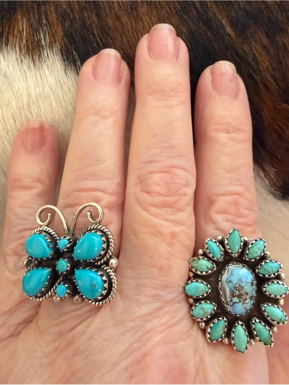 ❤️Kingman Turquoise Statement Sterling Robins Egg Blue Butterfly Size 7.75 Ring